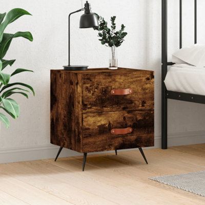 Berkfield Bedside Cabinet Smoked Oak 40X35X47.5 Cm Engineered Wood - image 1