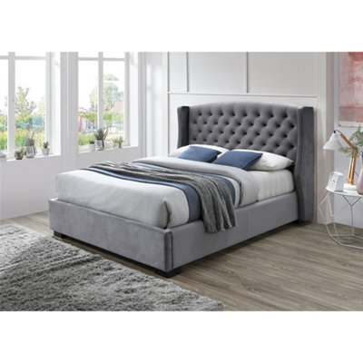"Worcester Dark Grey Fabric Bed Frame - Double 4Ft 6"" (167Cm)" - image 1