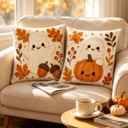 Amorly 2Pcs Halloween Throw Pillow Covers 45X45Cm 2D Printed Cushion Cases For Sofa Couch Fall Harvest Home Decor - thumbnail 6