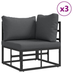 Berkfield Modern Garden Sofa Set With Cushion 9 Pcs Black Aluminium - thumbnail 3