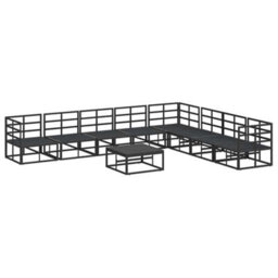 Berkfield Modern Garden Sofa Set With Cushion 9 Pcs Black Aluminium - thumbnail 9