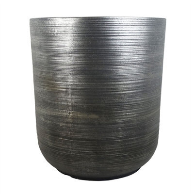 Leaf 39Cm X 33Cm Coya Silver Ridged Planter Large Composite Plant Pot - image 1