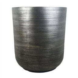 Leaf 39Cm X 33Cm Coya Silver Ridged Planter Large Composite Plant Pot