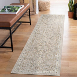 Maia Washable Low Pile Non Slip Blossom Traditional Area Rug - Beige, 200 X 300 Cm (Rectangular) - thumbnail 5