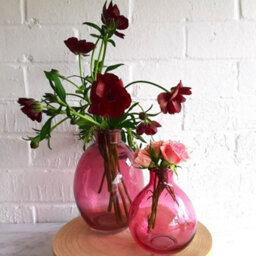 Pink Glass Round Bud Vase . H12 X Dia 9.5 Cm - thumbnail 2