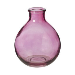 Pink Glass Round Bud Vase . H12 X Dia 9.5 Cm - thumbnail 1