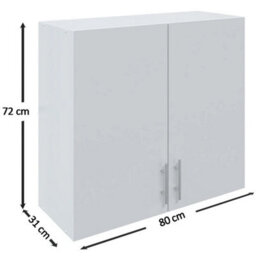 Kitchen Wall Unit 800mm Storage Cabinet Cupboard   White Matt - thumbnail 2