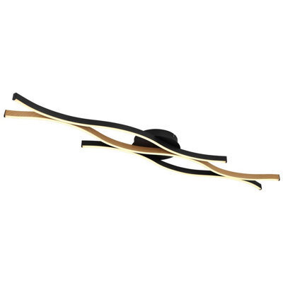 Luminosa Lighting Luminosa Geronimo Integrated Led Semi Flush Ceiling Light Matt Black, Wood Effect 3X Led 3000K - image 1
