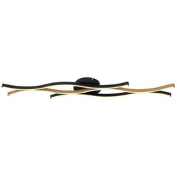 Luminosa Lighting Luminosa Geronimo Integrated Led Semi Flush Ceiling Light Matt Black, Wood Effect 3X Led 3000K - thumbnail 3