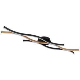 Luminosa Lighting Luminosa Geronimo Integrated Led Semi Flush Ceiling Light Matt Black, Wood Effect 3X Led 3000K - thumbnail 2