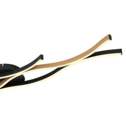 Luminosa Lighting Luminosa Geronimo Integrated Led Semi Flush Ceiling Light Matt Black, Wood Effect 3X Led 3000K - thumbnail 5