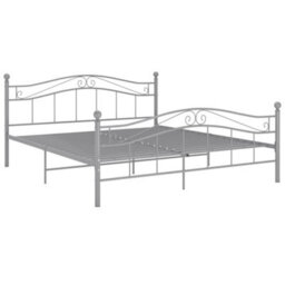 Berkfield Bed Frame Grey Metal 180X200 Cm 6Ft Super King - thumbnail 2