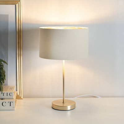 Valuelights Charles Gold Table Lamp With Metallic & Natural Shade And Bulb - image 1