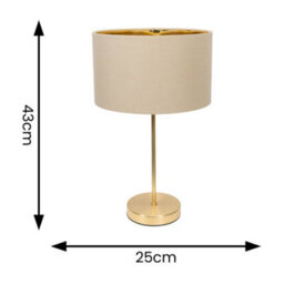 Valuelights Charles Gold Table Lamp With Metallic & Natural Shade And Bulb - thumbnail 8