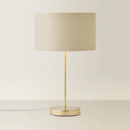 Valuelights Charles Gold Table Lamp With Metallic & Natural Shade And Bulb - thumbnail 4