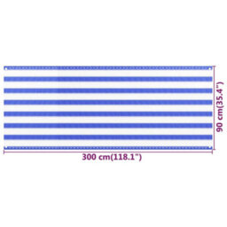 Berkfield Balcony Screen Blue And White 90X300 Cm Hdpe - thumbnail 5