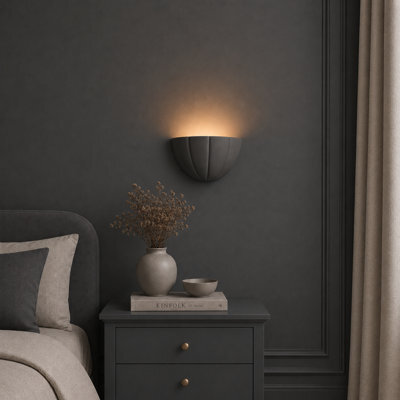 Valuelights Leonardo Navy Blue Ceramic Scallop Flush Wall Sconce Light With Bulb - image 1