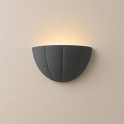 Valuelights Leonardo Navy Blue Ceramic Scallop Flush Wall Sconce Light With Bulb - thumbnail 3