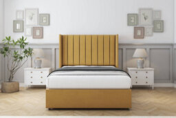 "Comfort Palermo Mustard Plush Divan Bed Set No Drawers - 54"" Wingback 6' Super King" - thumbnail 1