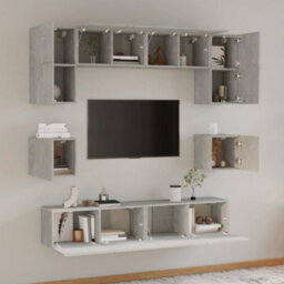 Berkfield 8 Piece Tv Cabinet Set Concrete Grey Engineered Wood - thumbnail 3