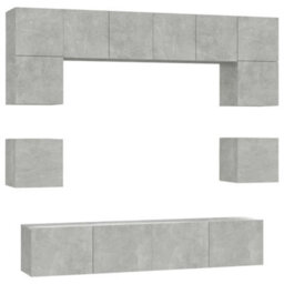 Berkfield 8 Piece Tv Cabinet Set Concrete Grey Engineered Wood - thumbnail 2