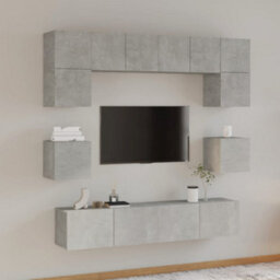 Berkfield 8 Piece Tv Cabinet Set Concrete Grey Engineered Wood - thumbnail 1