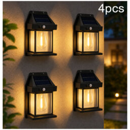 4 Pack Solar Motion Sensor Wall Lights Outdoor Garden Security Lamps - thumbnail 1