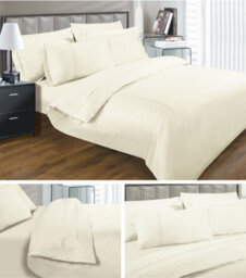 Sweet Dreams Luxurious 330 Thread Count Embroidered Duvet Cover Set With Pillowcases Cream