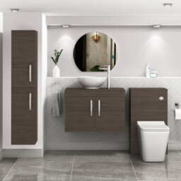 Royal Bathrooms Turin 800mm Wall Hung Vanity Unit 2 Door Grey Elm & Countertop Basin - Breeze - thumbnail 2