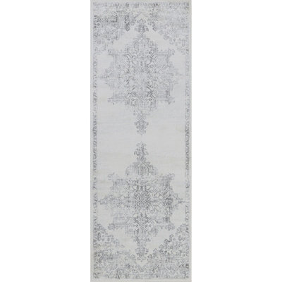 Livabliss Roma-Vintage Off-White Grey Charcoal Traditional Boho Living Dining Bedroom Rug 80 X 220 Cm Easy Care, Non Shedding - image 1