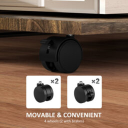 Homcom C Shaped Side Table With Storage & Wheels For Living Room, Brown - thumbnail 7