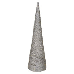 Urbn-Living Urbnliving 40Cm Led Light Up Christmas Tree Silver Single Cone Pyramids Glitter Fairy Lights Ornament - thumbnail 5