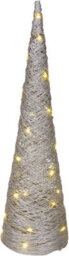 Urbn-Living Urbnliving 40Cm Led Light Up Christmas Tree Silver Single Cone Pyramids Glitter Fairy Lights Ornament - thumbnail 2