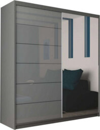 Sliding Wardrobes 4 u LTD Sliding Wardrobes 4U Fletche High Gloss Mirror Sliding Door Wardrobe In 3 Colors And 3 Sizes (Grey W1500mm H2000mm) - thumbnail 2