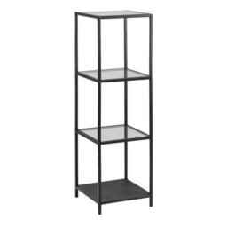 Wyld Haus El Paso Narrow Black Metal And Glass Bookcase, 3 Shelves - thumbnail 4