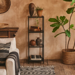 Wyld Haus El Paso Narrow Black Metal And Glass Bookcase, 3 Shelves