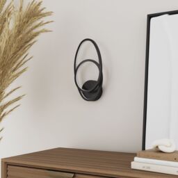 GoodHome Pegmati Matt Black Paint Effect Wired Led Wall Light - thumbnail 6