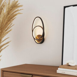 GoodHome Pegmati Matt Black Paint Effect Wired Led Wall Light - thumbnail 1