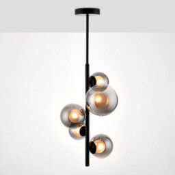 First Choice Lighting Cole - Black With Smoke Glass 5 Light Ceiling Pendant - thumbnail 3