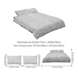 Darphe Light Grey 3Pcs Single Side Faux Mink Fleece Bedding Duvet Cover With 2 Pillowcases - thumbnail 9
