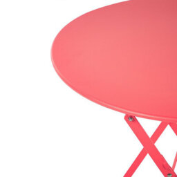 Beliani Prestige 3 Piece Red Metal Folding Bistro Set - Compact Square Table With 2 Slatted Chairs, No Assembly - thumbnail 7