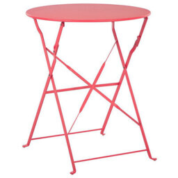 Beliani Prestige 3 Piece Red Metal Folding Bistro Set - Compact Square Table With 2 Slatted Chairs, No Assembly - thumbnail 5