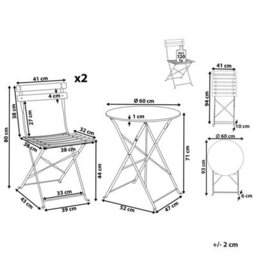 Beliani Prestige 3 Piece Red Metal Folding Bistro Set - Compact Square Table With 2 Slatted Chairs, No Assembly - thumbnail 4