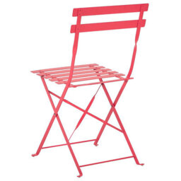 Beliani Prestige 3 Piece Red Metal Folding Bistro Set - Compact Square Table With 2 Slatted Chairs, No Assembly - thumbnail 3