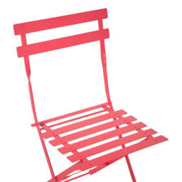 Beliani Prestige 3 Piece Red Metal Folding Bistro Set - Compact Square Table With 2 Slatted Chairs, No Assembly - thumbnail 8