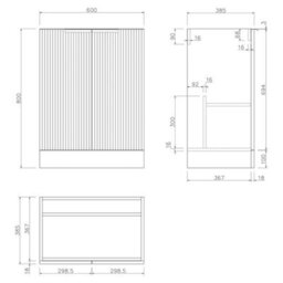 Affine Fluted 600mm Bathroom Vanity Unit Basin Floorstanding Cupboard Soft Close Oak - thumbnail 7