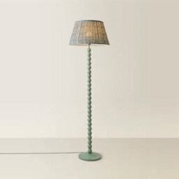 Valuelights Bobbins Pastel Green Floor Lamp With Floral Pleated Shade - thumbnail 4