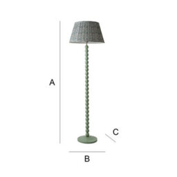 Valuelights Bobbins Pastel Green Floor Lamp With Floral Pleated Shade - thumbnail 7