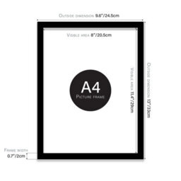A4 Black Picture Frame Fits A4 (21 X 29.7Cm - 8.3 X 11.7In) Poster, Photo, Artwork, Or Print. - thumbnail 2