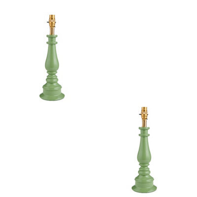 Loops Elegant Cotswold Green Table Lamp Base Set With Brass Accents - image 1